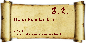 Blaha Konstantin névjegykártya